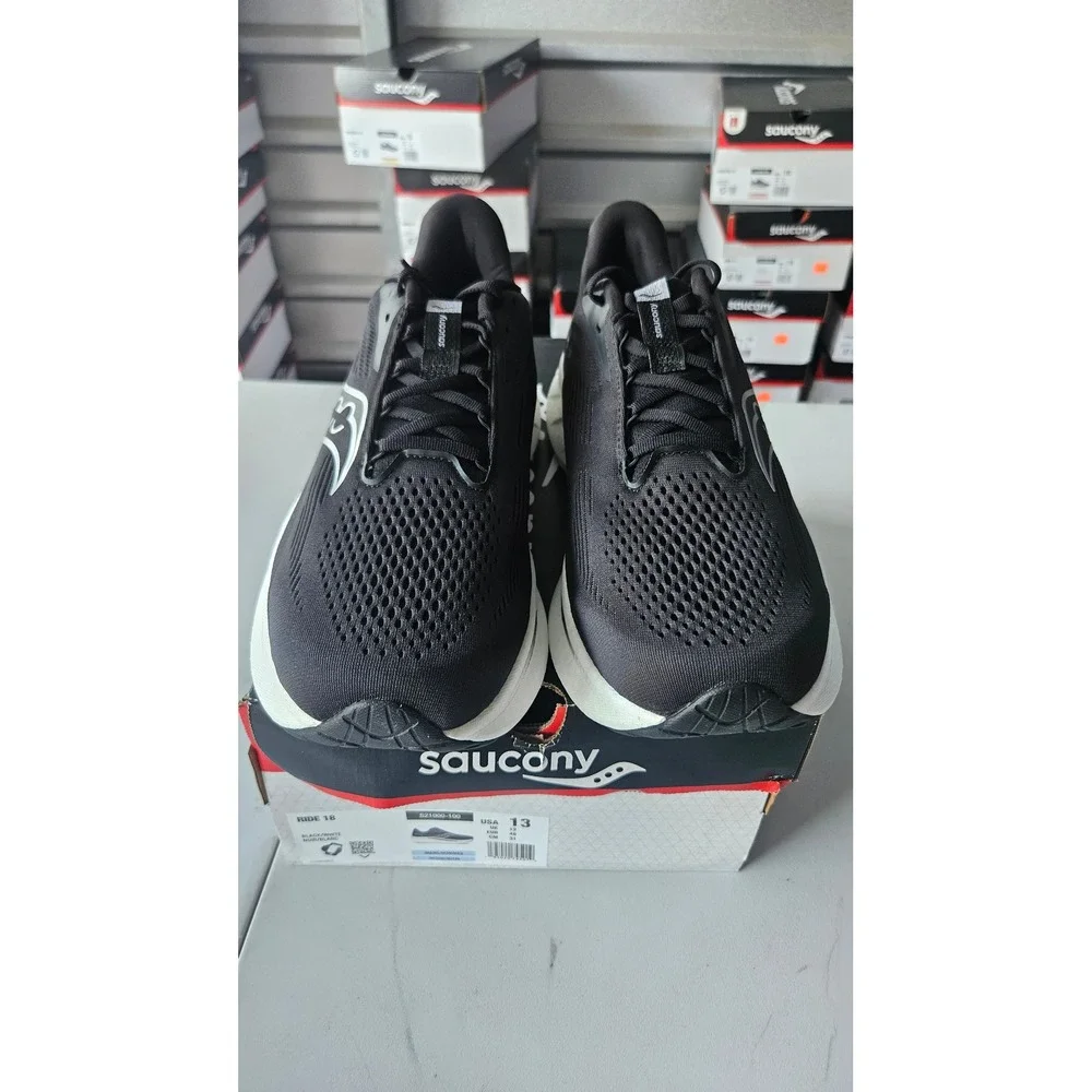 Saucony Ride 18 Mens Running Shoes Black White S21000-100 Size 13 NEW